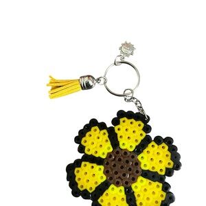 Craft Yellow and Black Floral Keychain